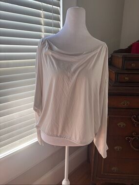 Athleta Draped Boatneck Long Sleeve Tunic in Eggshell